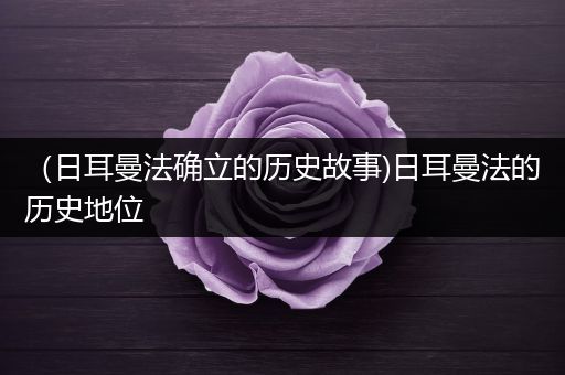 （日耳曼法确立的历史故事)日耳曼法的历史地位