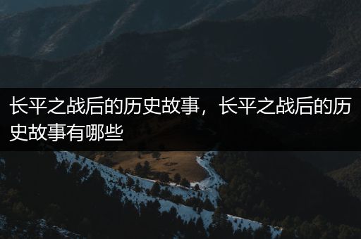 长平之战后的历史故事，长平之战后的历史故事有哪些