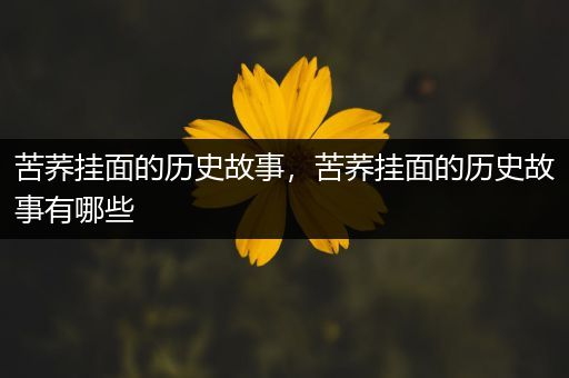 苦荞挂面的历史故事，苦荞挂面的历史故事有哪些