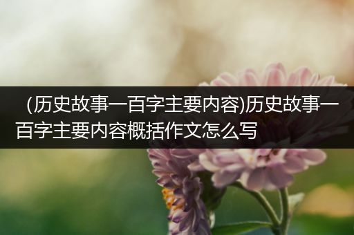 （历史故事一百字主要内容)历史故事一百字主要内容概括作文怎么写