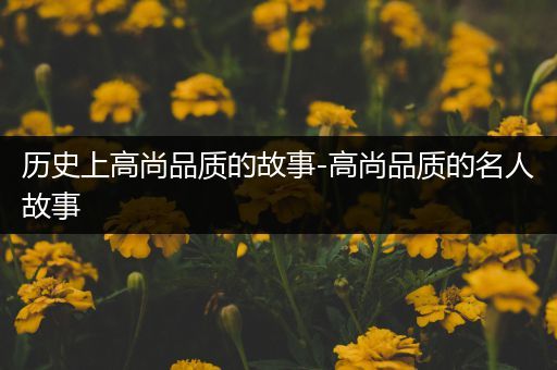 历史上高尚品质的故事-高尚品质的名人故事