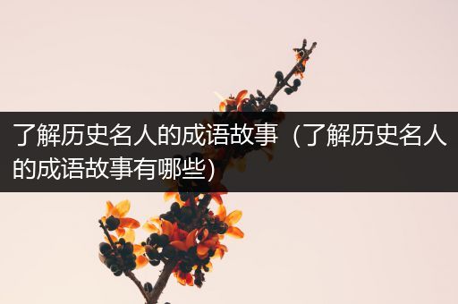 了解历史名人的成语故事（了解历史名人的成语故事有哪些）