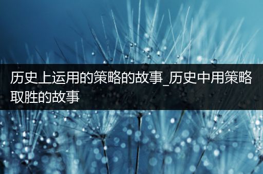 历史上运用的策略的故事_历史中用策略取胜的故事