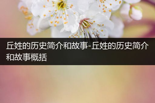 丘姓的历史简介和故事-丘姓的历史简介和故事概括