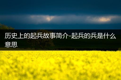 历史上的起兵故事简介-起兵的兵是什么意思