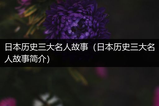 日本历史三大名人故事（日本历史三大名人故事简介）