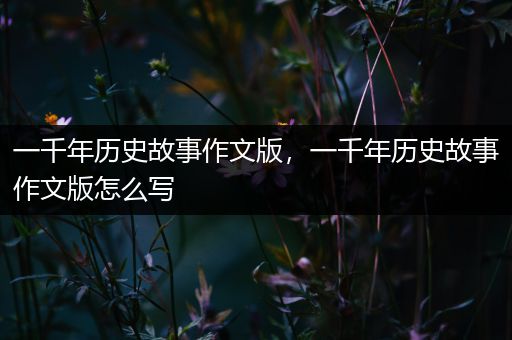 一千年历史故事作文版，一千年历史故事作文版怎么写