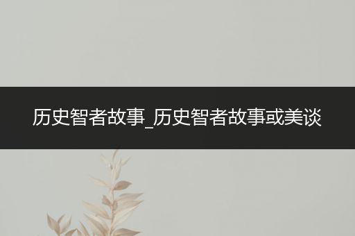 历史智者故事_历史智者故事或美谈